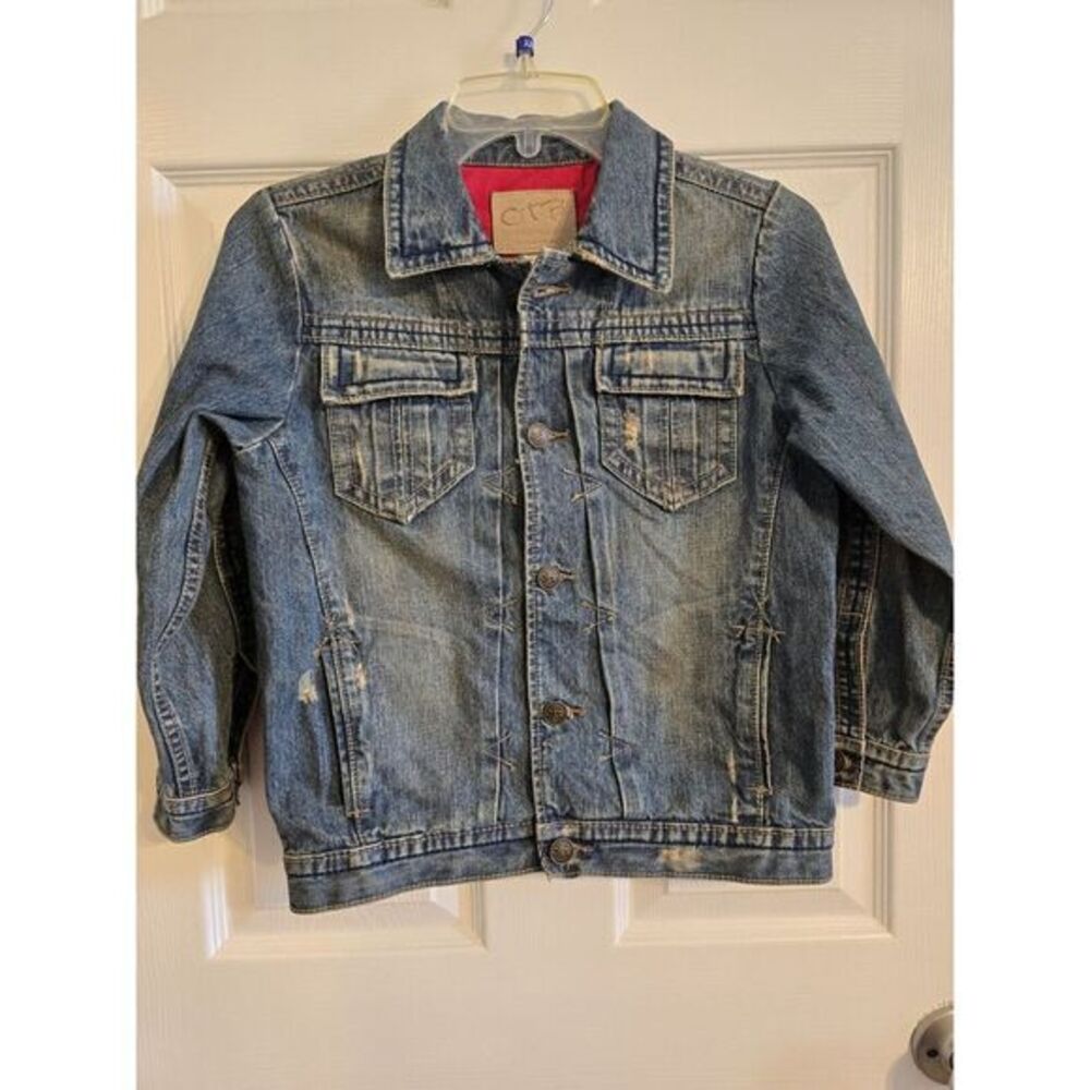 OTB Women's Distressed Blue Denim Jeans Jacket Size Large -6- Rich Mom Old Money